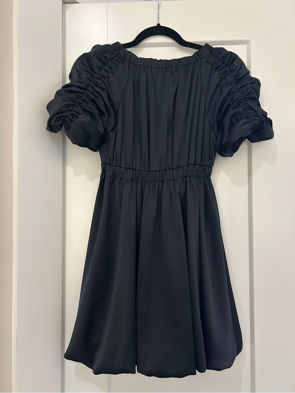 Habitual Black Puff-Sleeve Gathered Waist Dress
